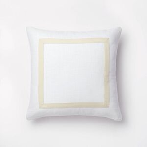 Euro Cotton Slub Border Applique Pillow White/Camel - Studio McGee